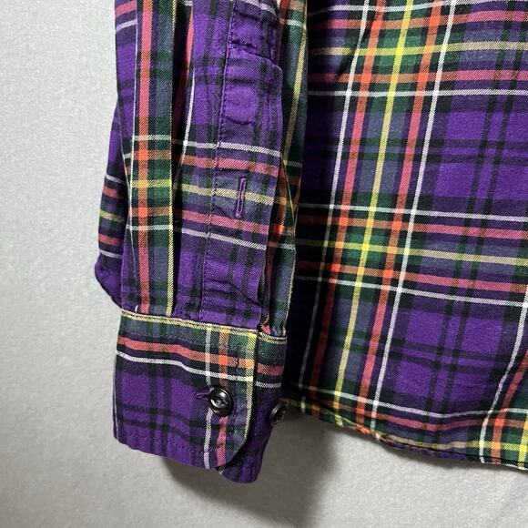 LRL‎ Lauren Jeans Co. Ralph Lauren SZ L Purple Plaid Cotton Shirt Button-Up - Picture 5 of 9